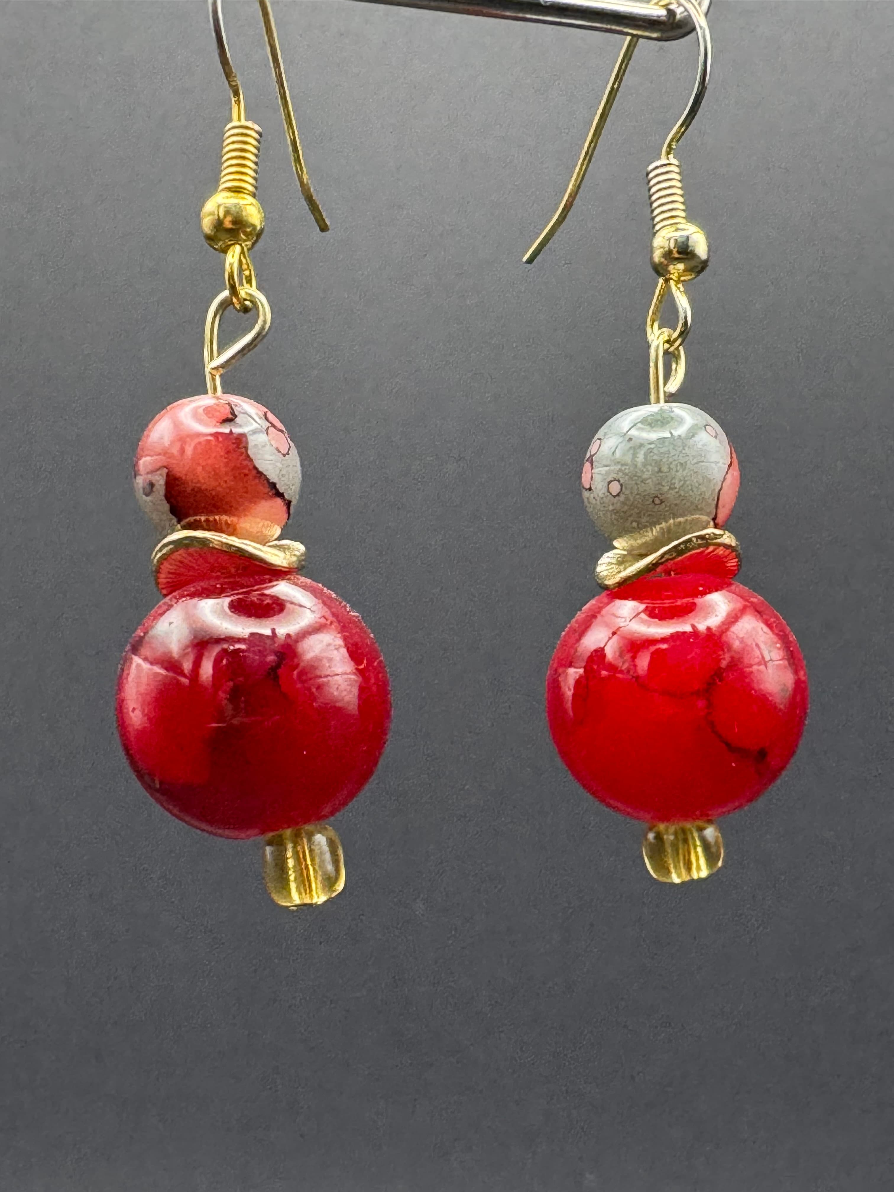 Crimson Mosaic Glass Earrings
