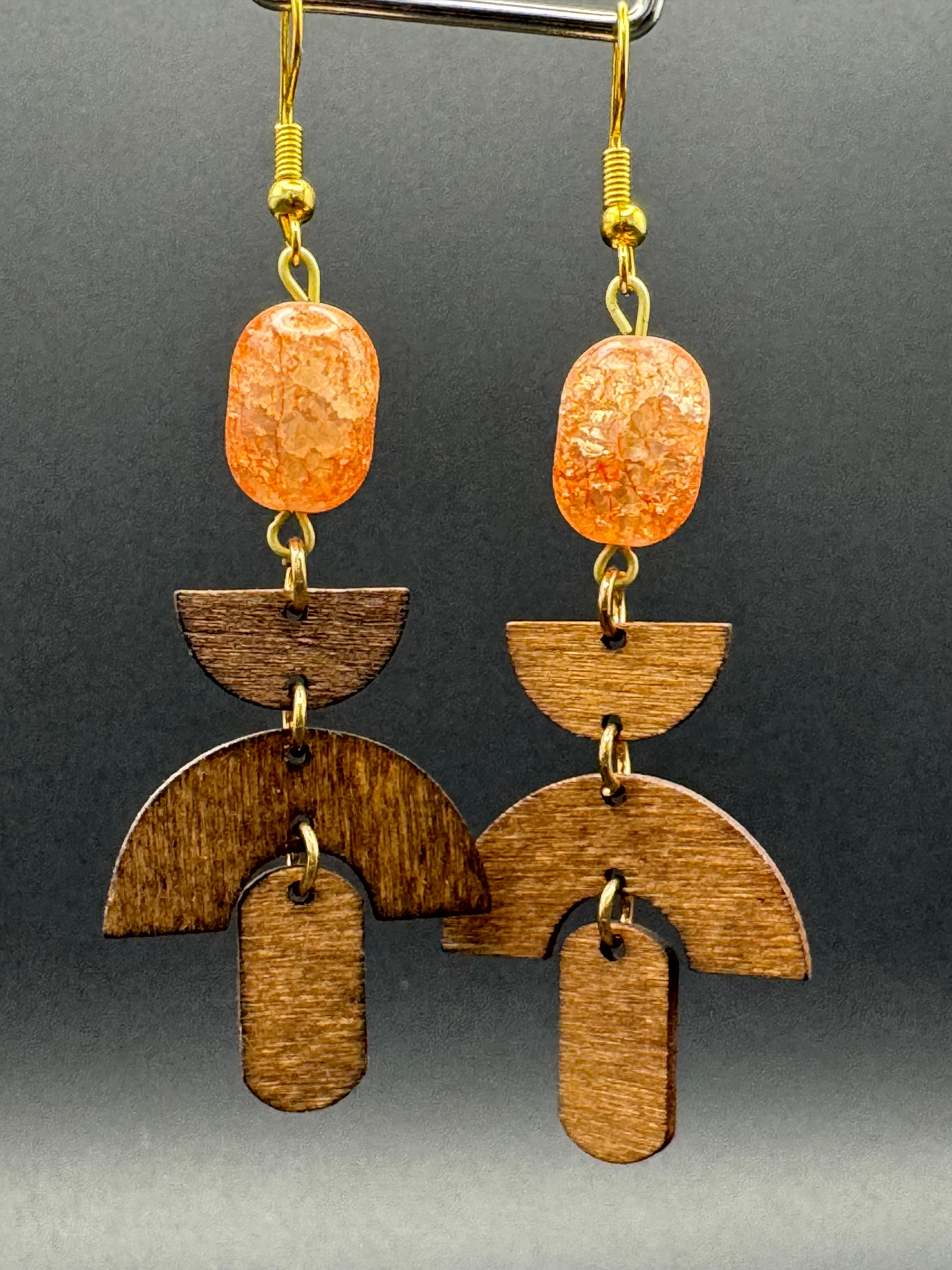 Sunset Arch Wood & Glass Earrings