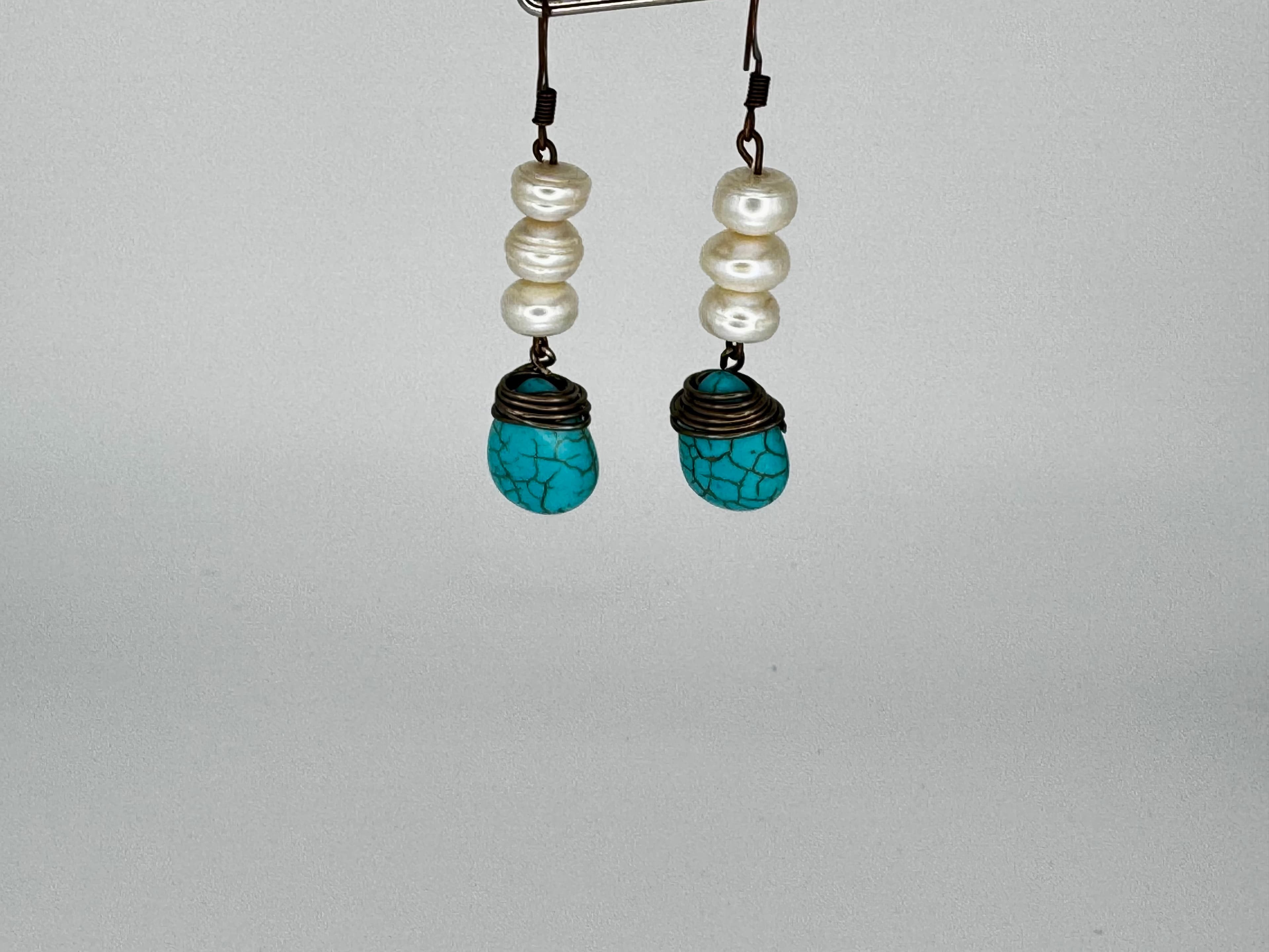 Turquoise Pearl Elegance Earrings