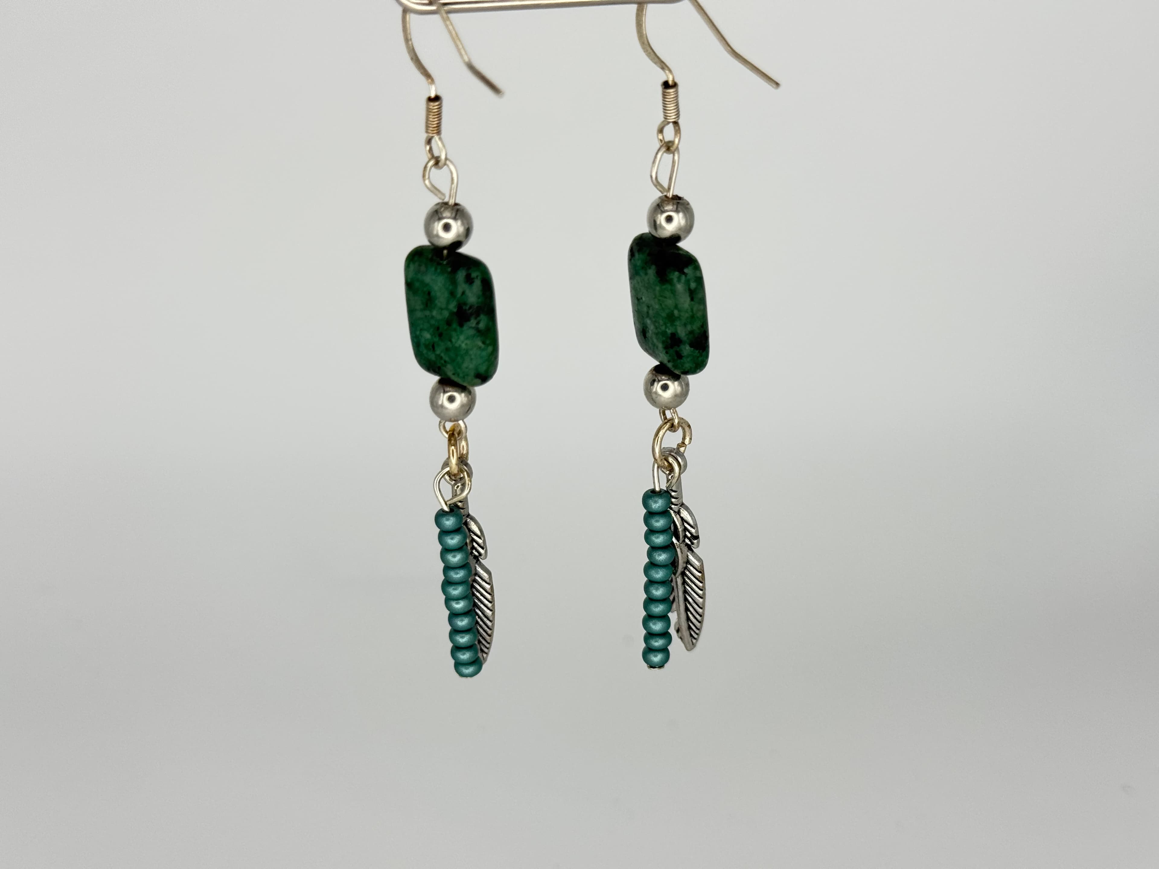 Emerald Feather Jasper Earrings