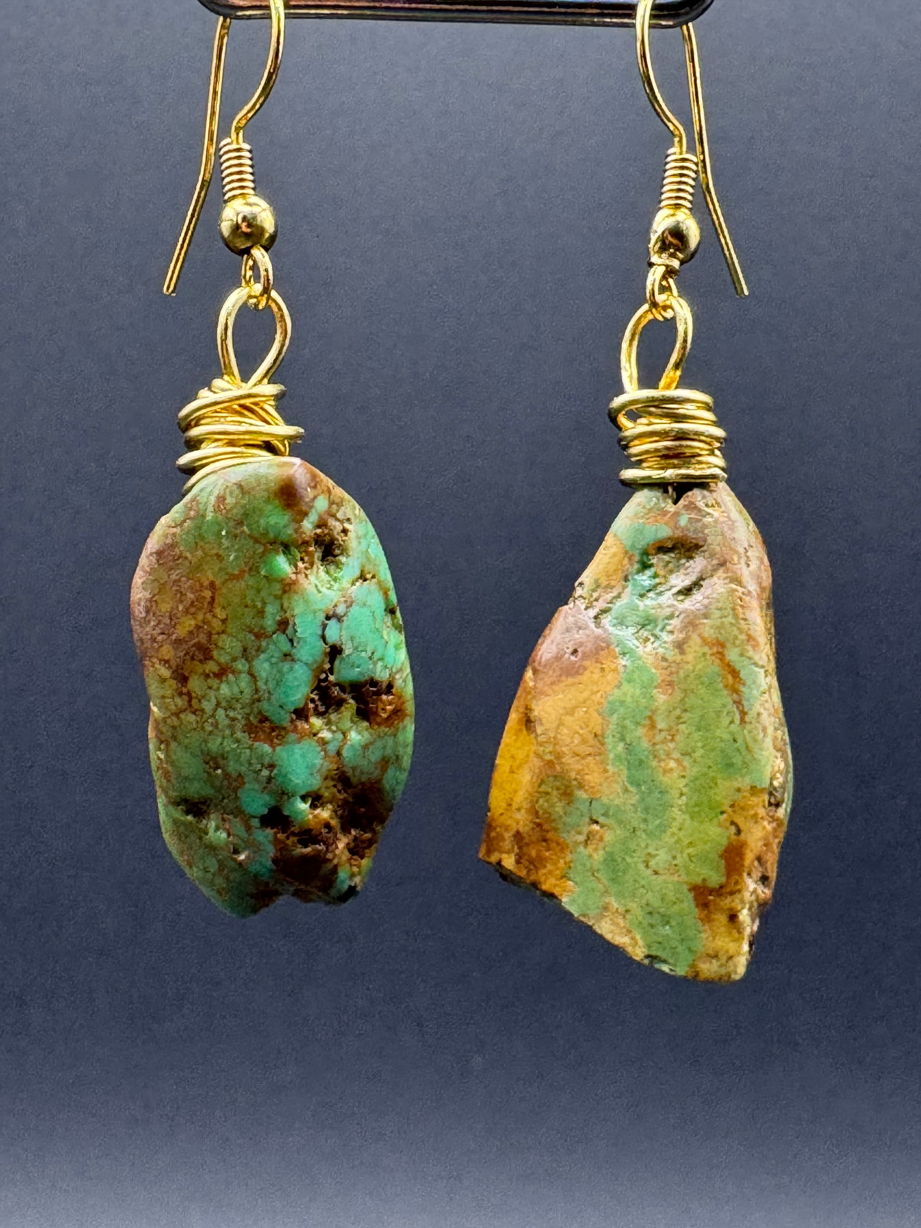 Desert Turquoise Raw Stone Earrings