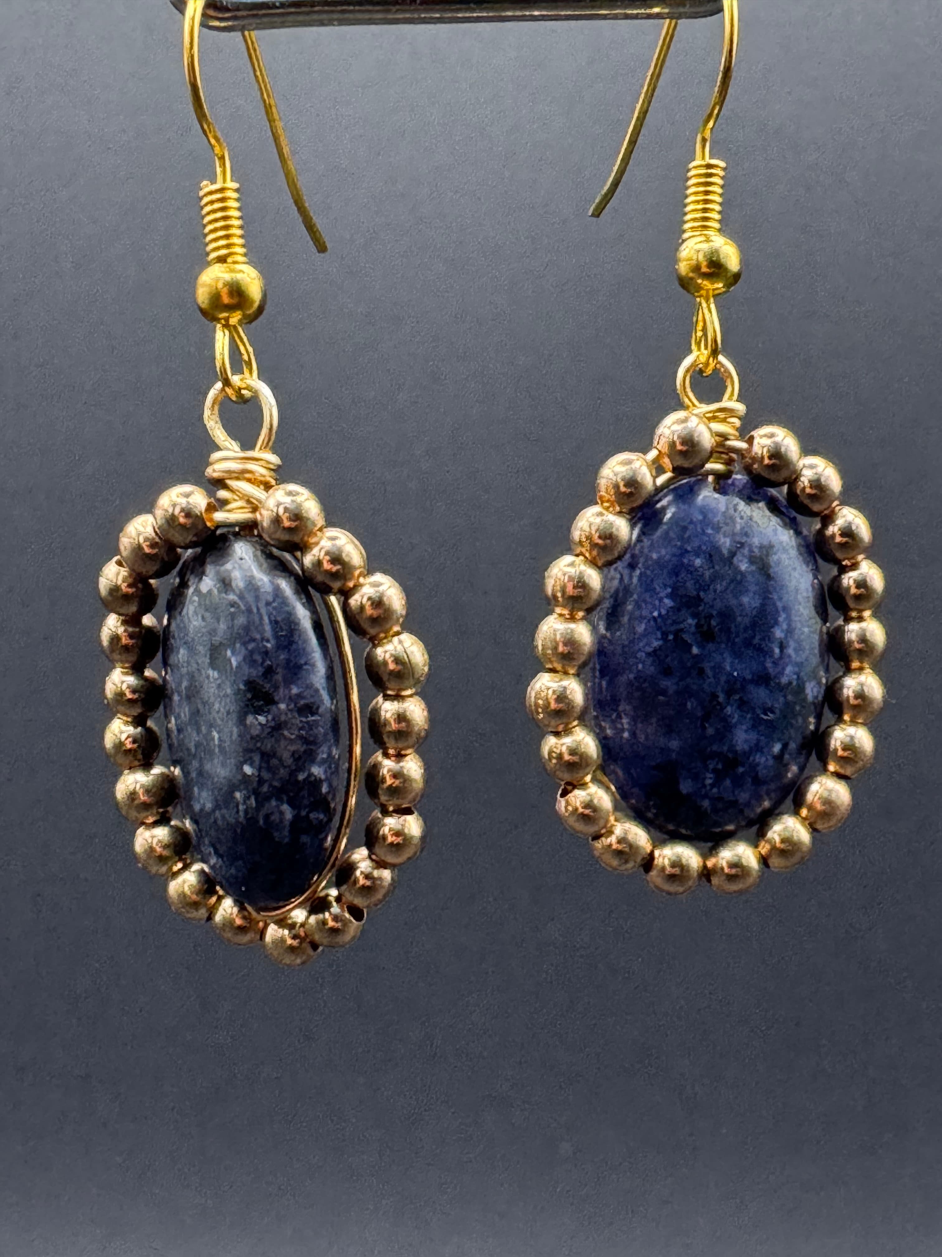 Royal Blue Granite Halo Earrings