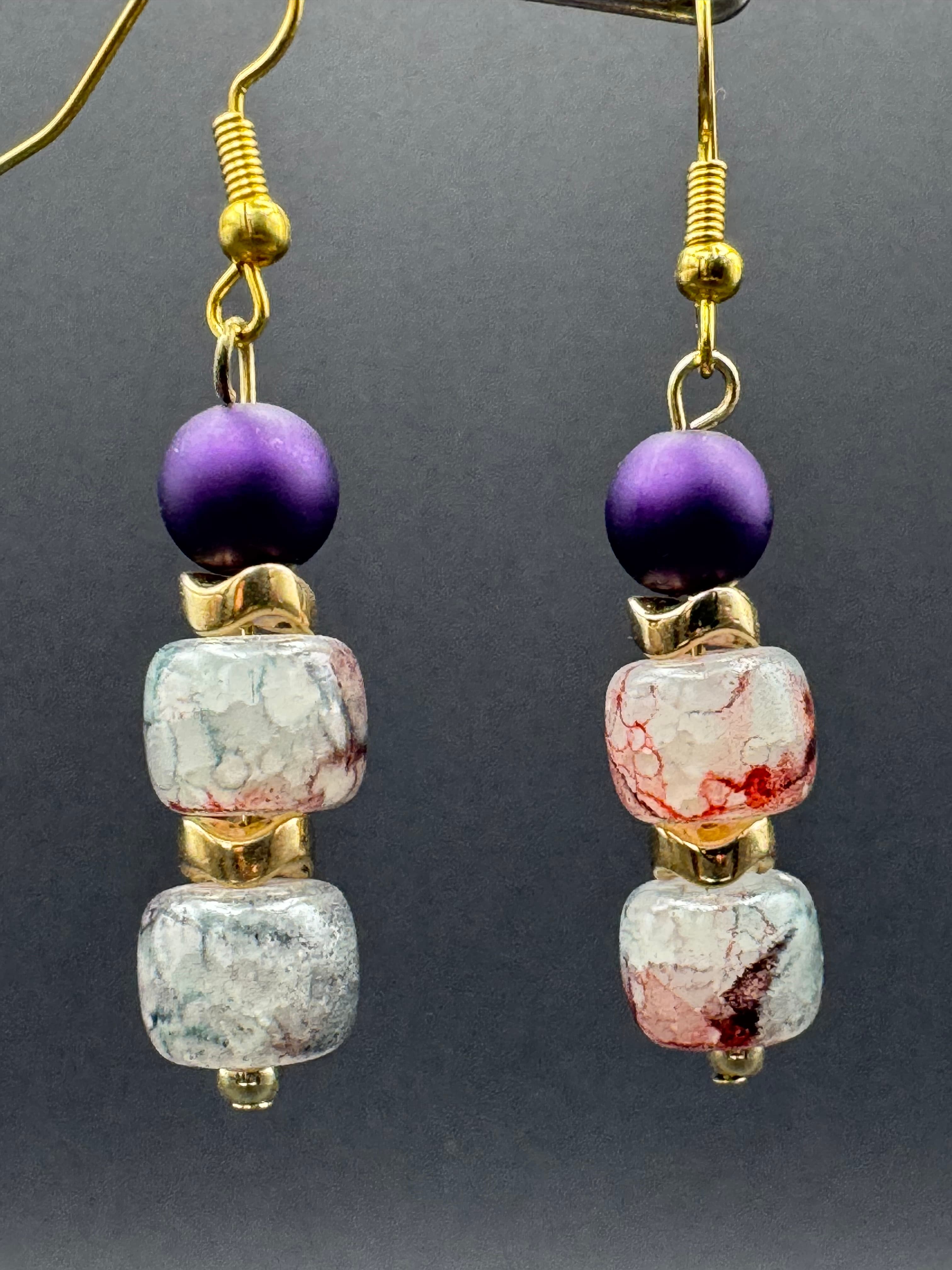 Royal Marble Glass Earrings