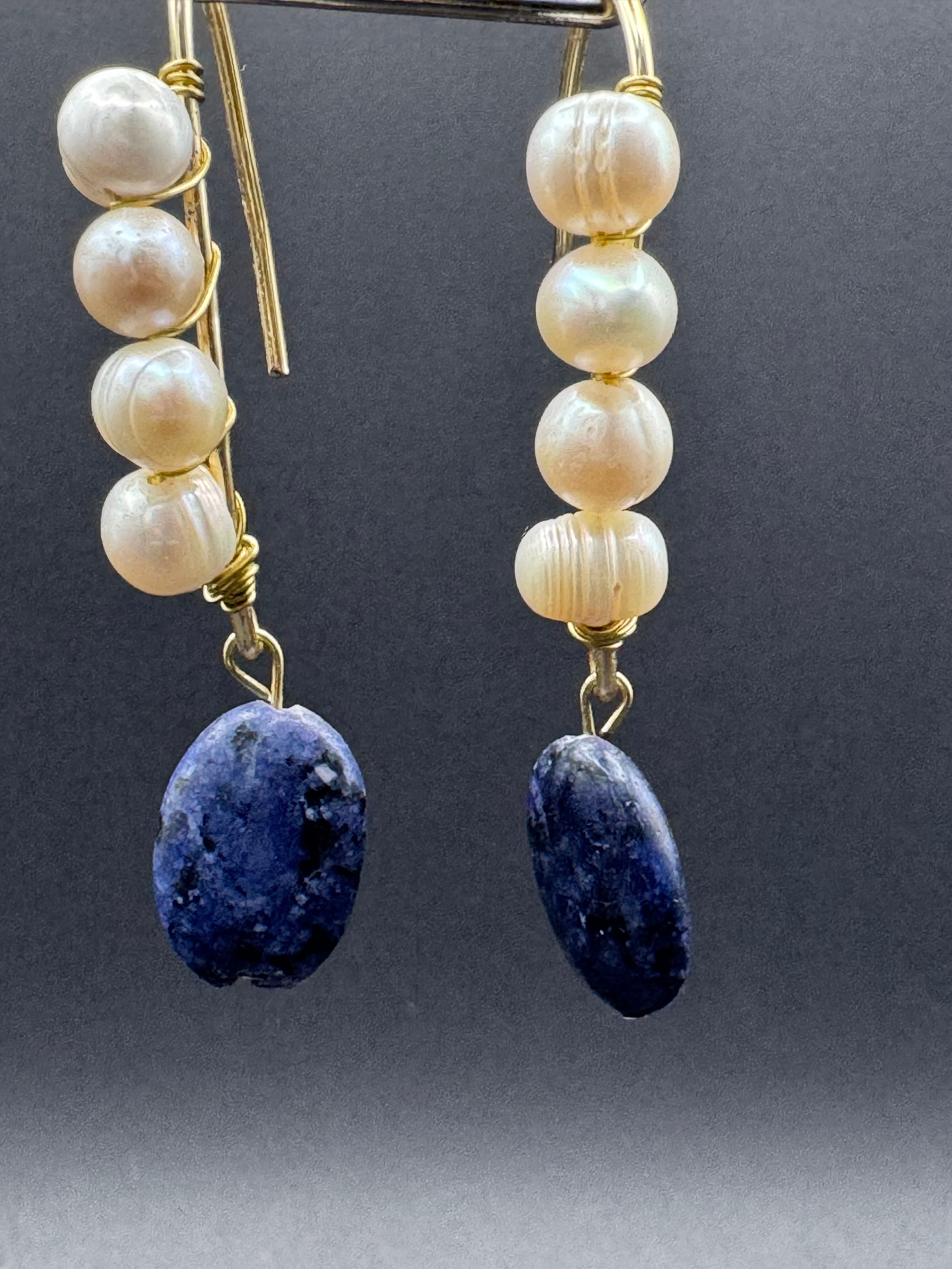 Midnight Pearl Granite Earrings
