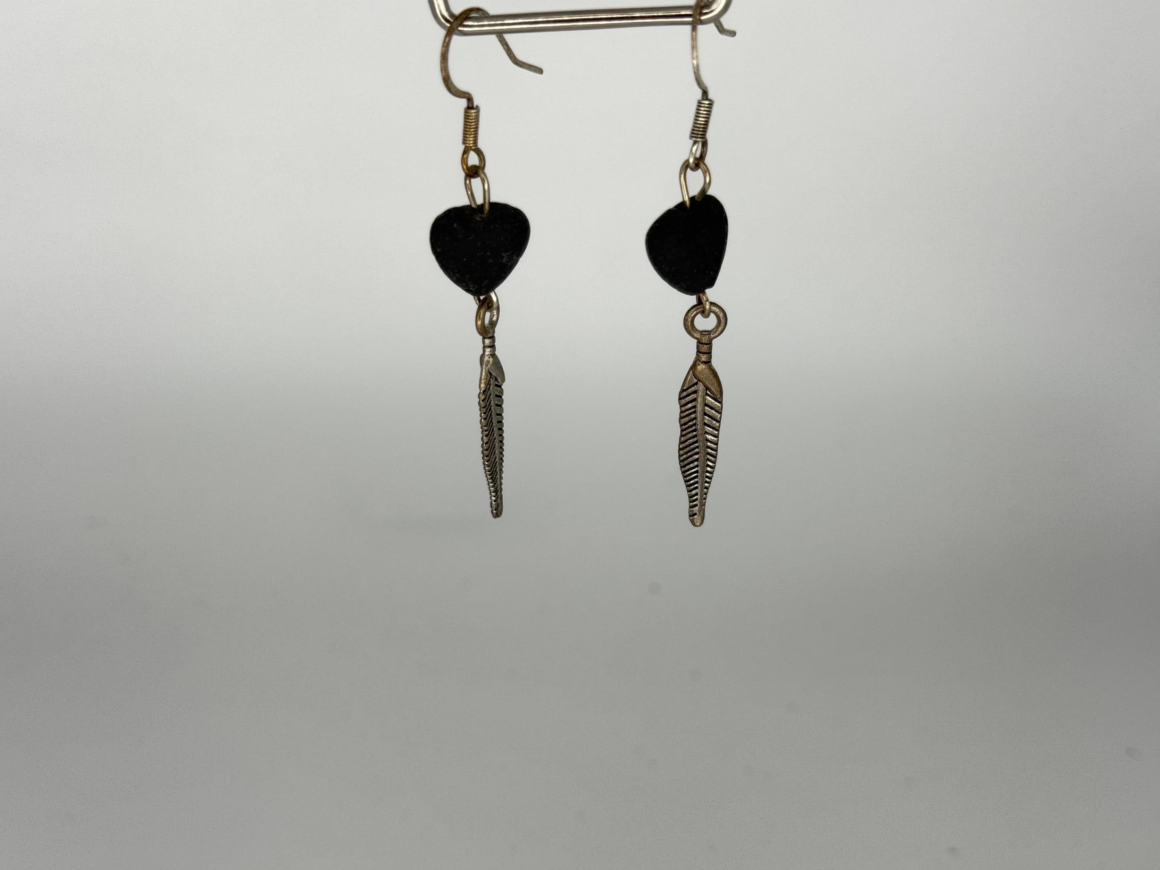 Midnight Feather Lava Earrings